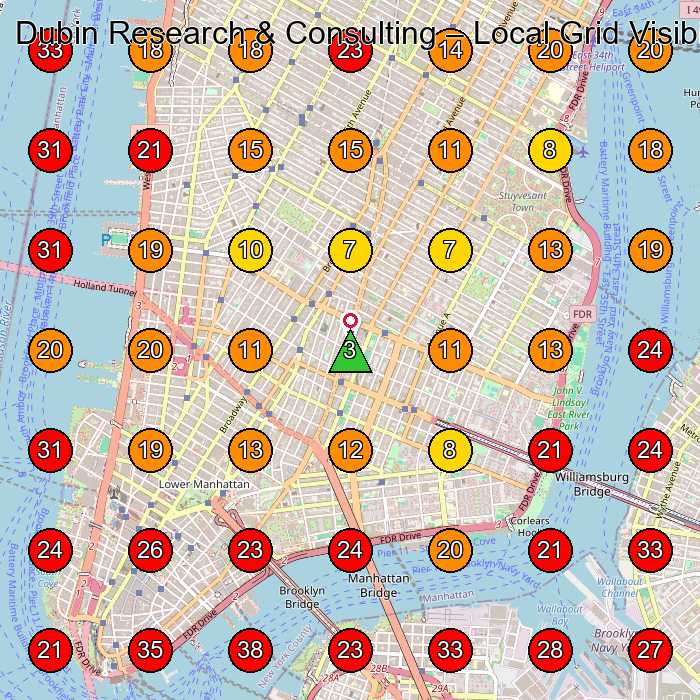 Dubin Research & Consulting GeoGrid visibility map for Legal Services in New York